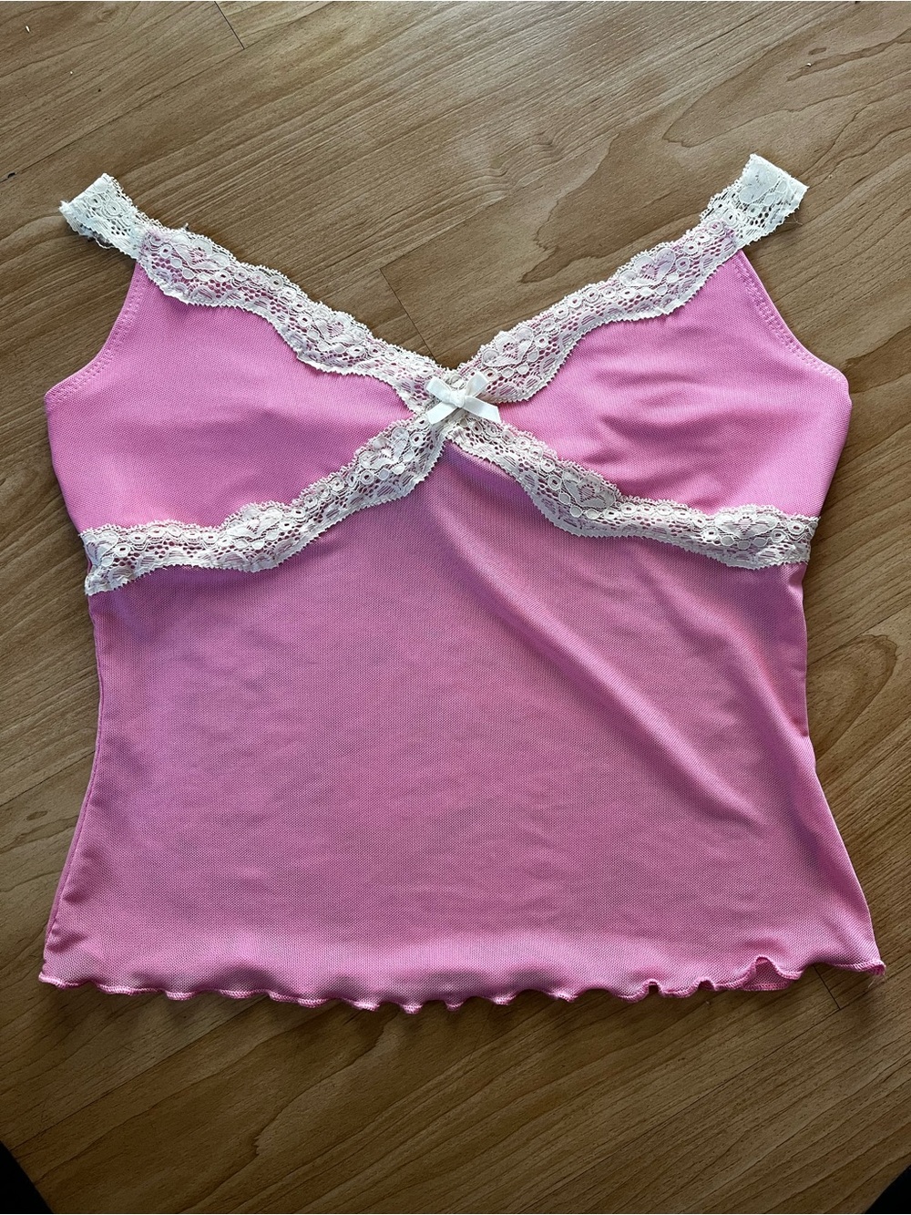 Edikted Pink Lace-Trim Cami Tank Top